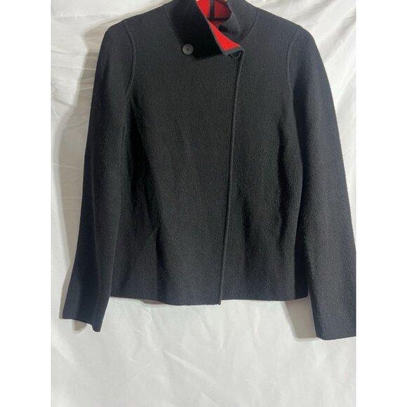 Cardigan  Jacket Open Front Reversible Long Sleeve Sweater Black/Red Size S/M - Picture 1 of 7